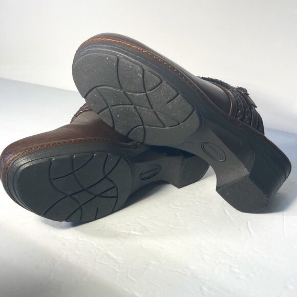 Croft & Barrow SZ 8.5 W Brown Faux Leather Clogs Othrolite Comfort Non-slip work - Picture 6 of 8